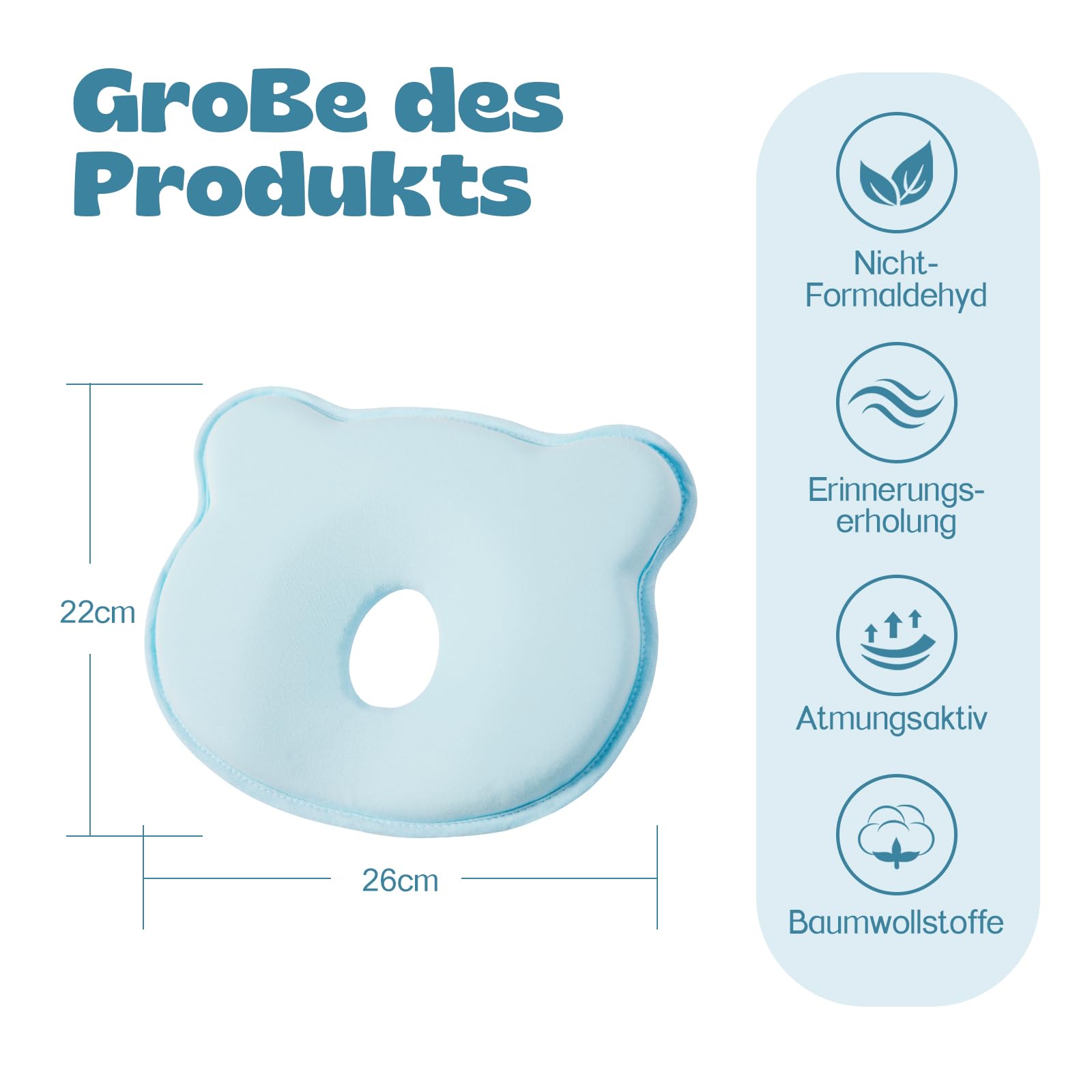 TinyTotsJoy ergonomic contour centers the head during naps for comfort.