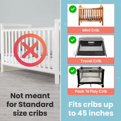 Tiny Trek crib tent blackout cover reduces light for calmer sleep.