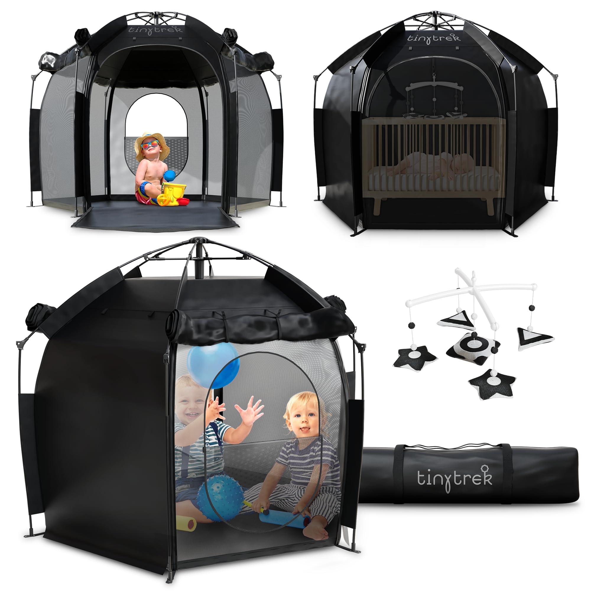 Tiny Trek baby crib tent with breathable canopy for daytime naps.