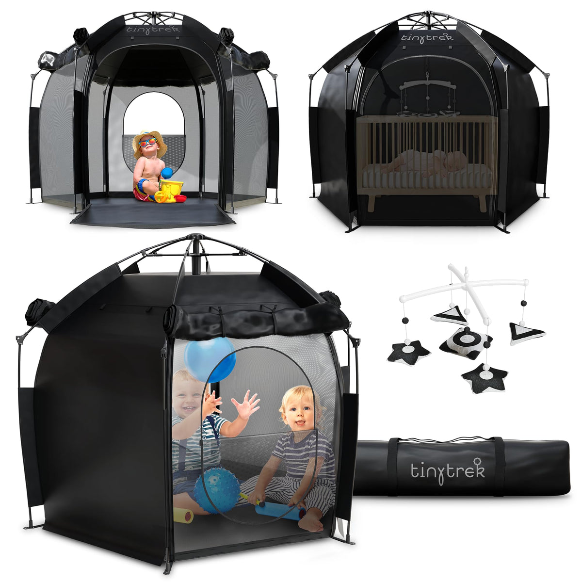 Tiny Trek baby crib tent with breathable canopy for daytime naps.