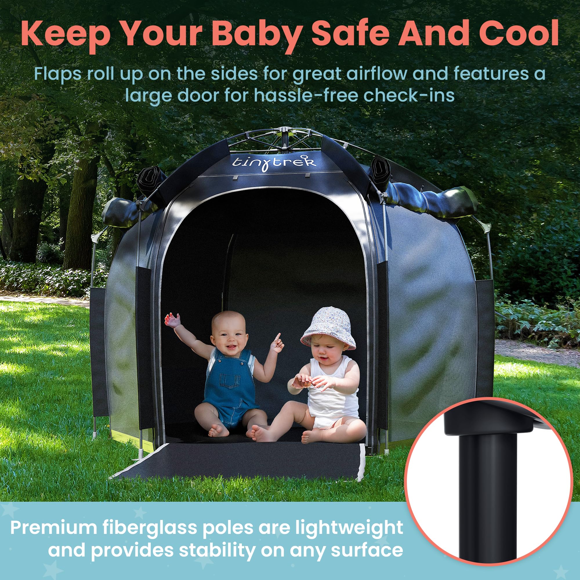 Tiny Trek compatible with mini cribs and Pack 'n Plays for travel.