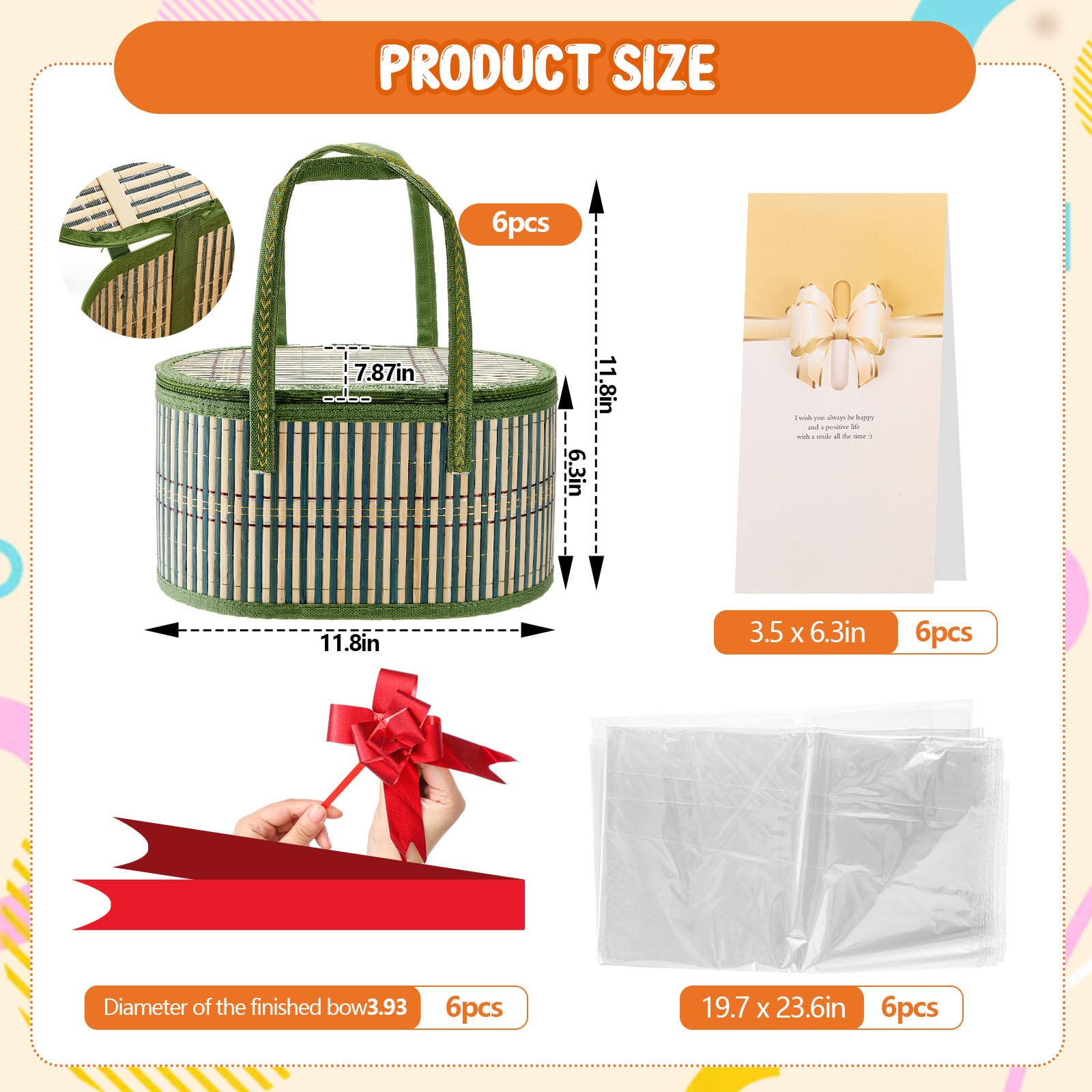 Tioncy bamboo gift baskets with sturdy handles for easy transport.