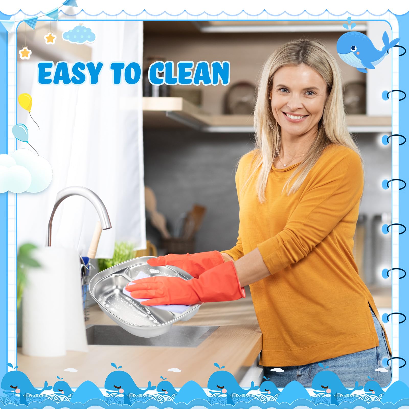 Tioncy kids dinner set dishwasher-safe for quick cleanup