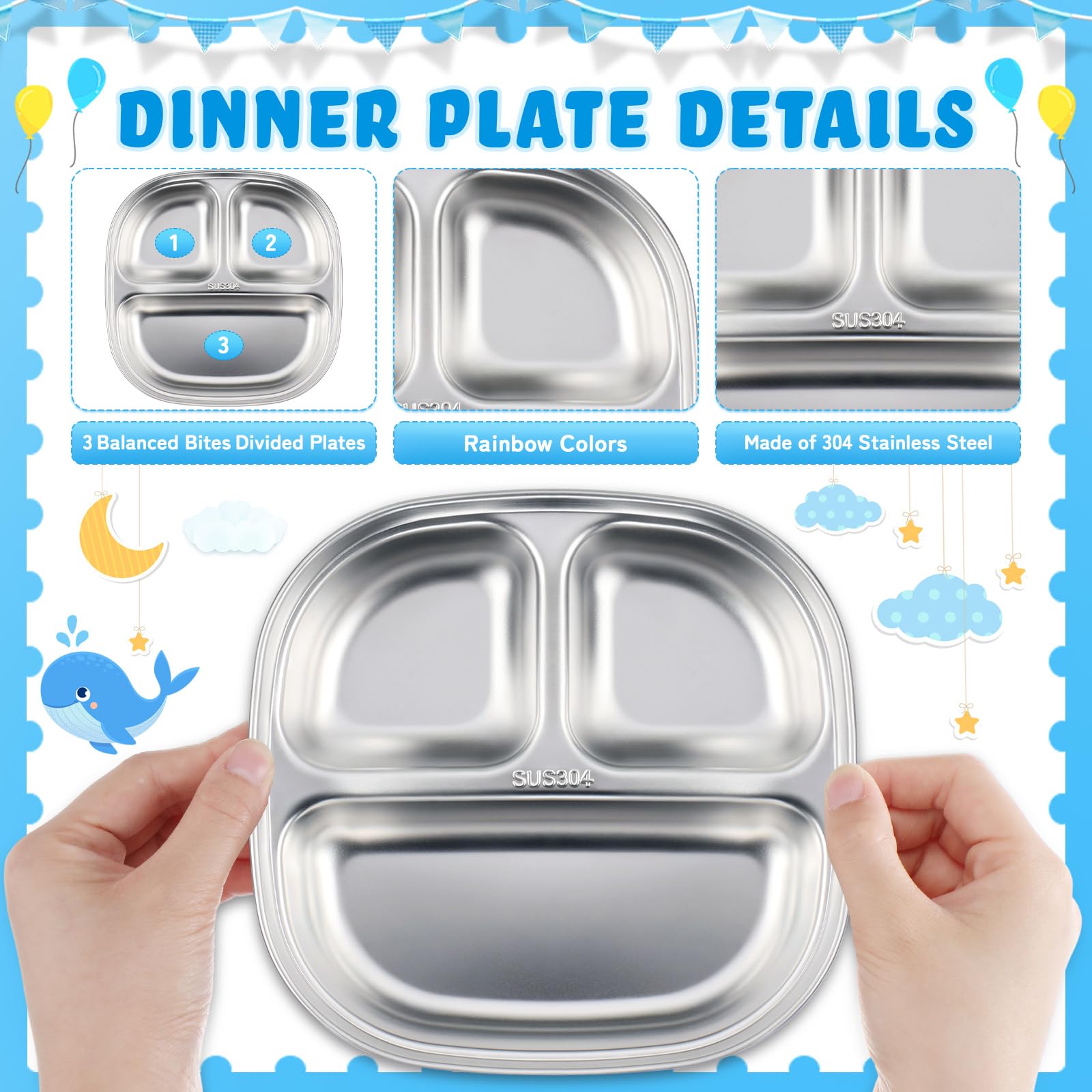 Tioncy kids dinner set fork designed for safe, comfortable grip