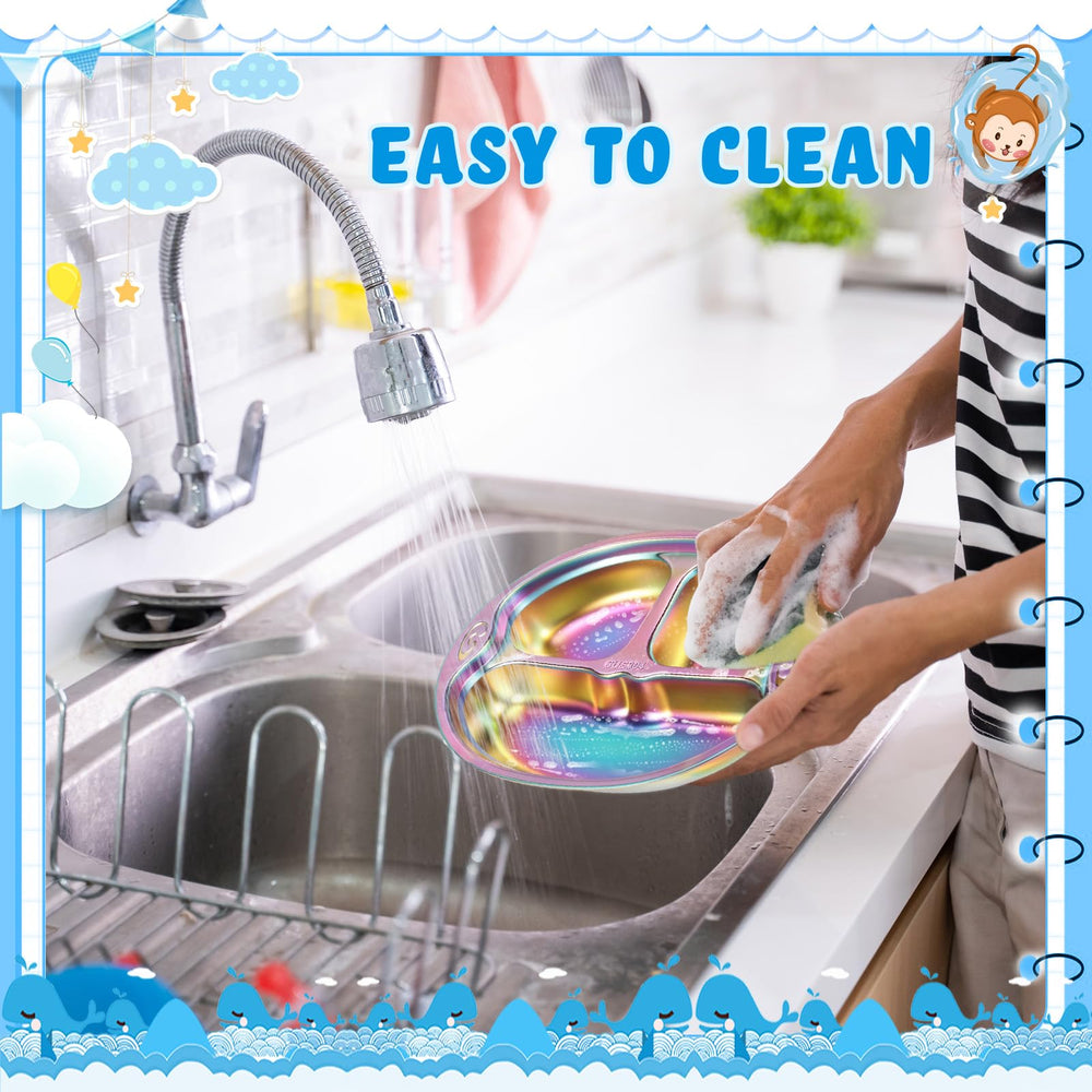 Tioncy dinner set image shows versatile use at home, daycare, or travel.