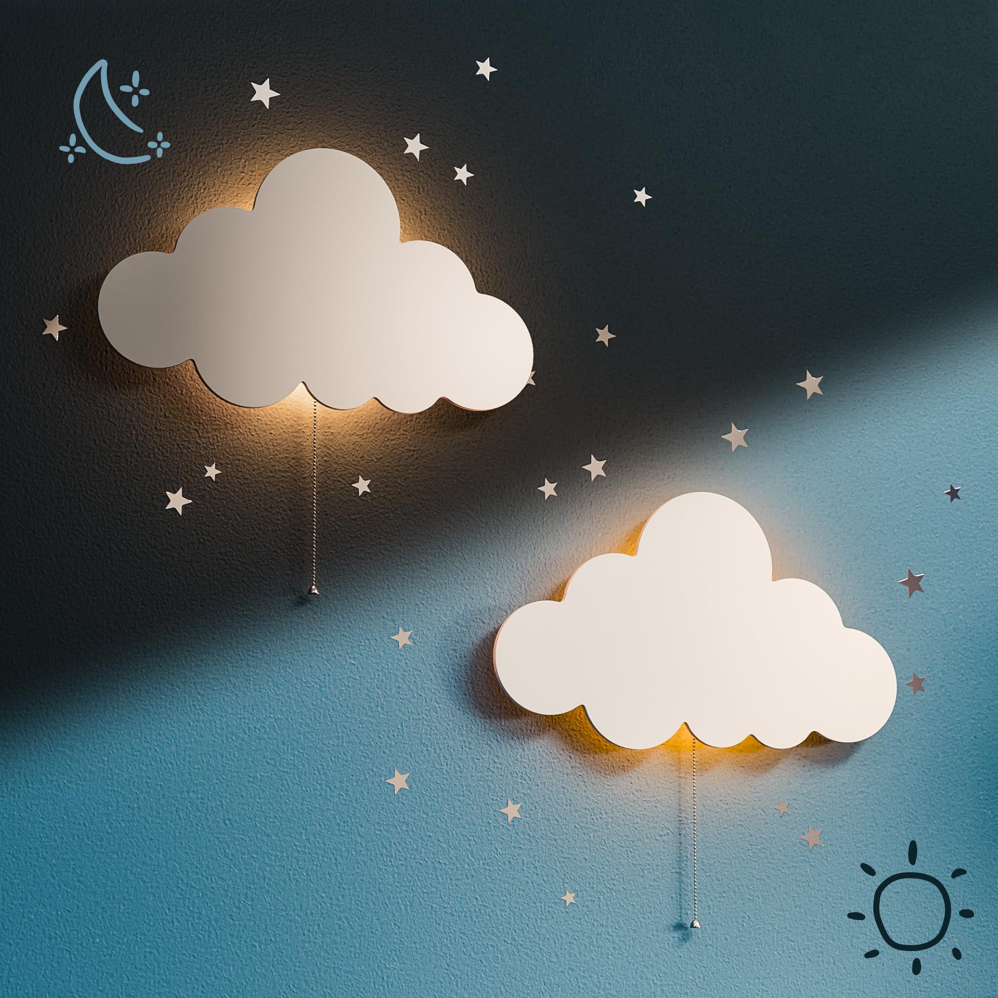 Tip perk Cloud Light nursery wall mount with soft, calming glow.