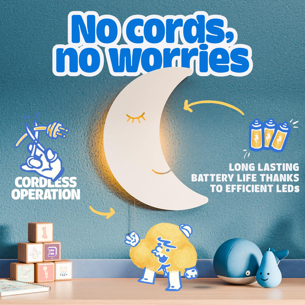 Tip perk Moon Lamp in baby nursery provides soft, calming light