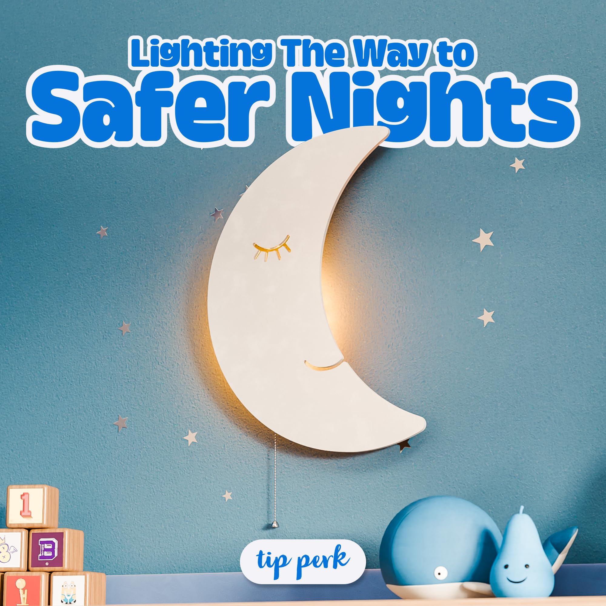 Tip perk Moon Lamp wall-mounted without cords for neat setup