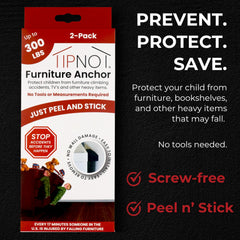 TipNot wall anchors install without tools for quick safety.