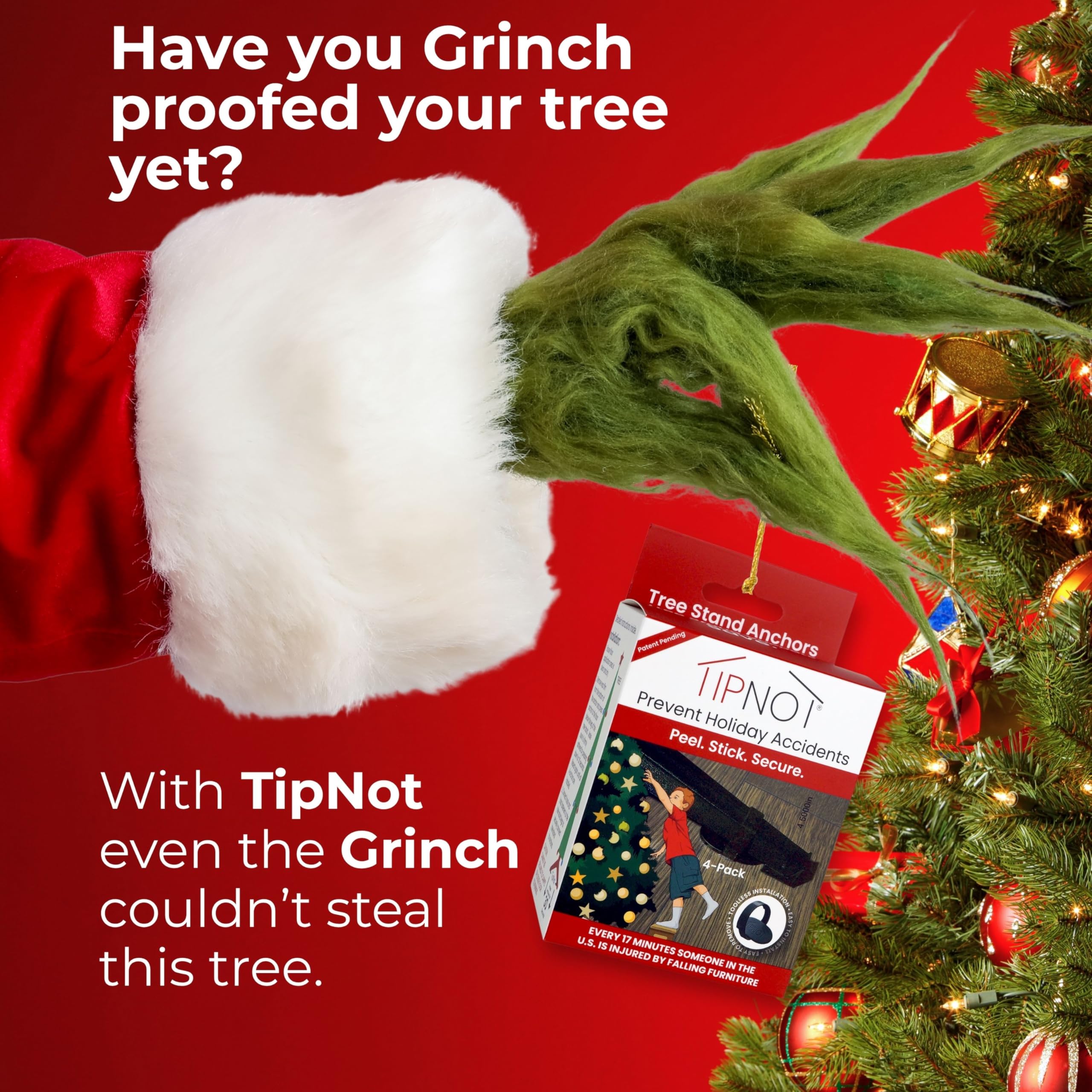 TipNot adhesive-base anchor placed under a tree stand leg for secure hold