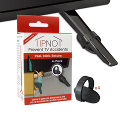 TipNot TV Anchor: easy peel-and-stick installation on a TV stand.