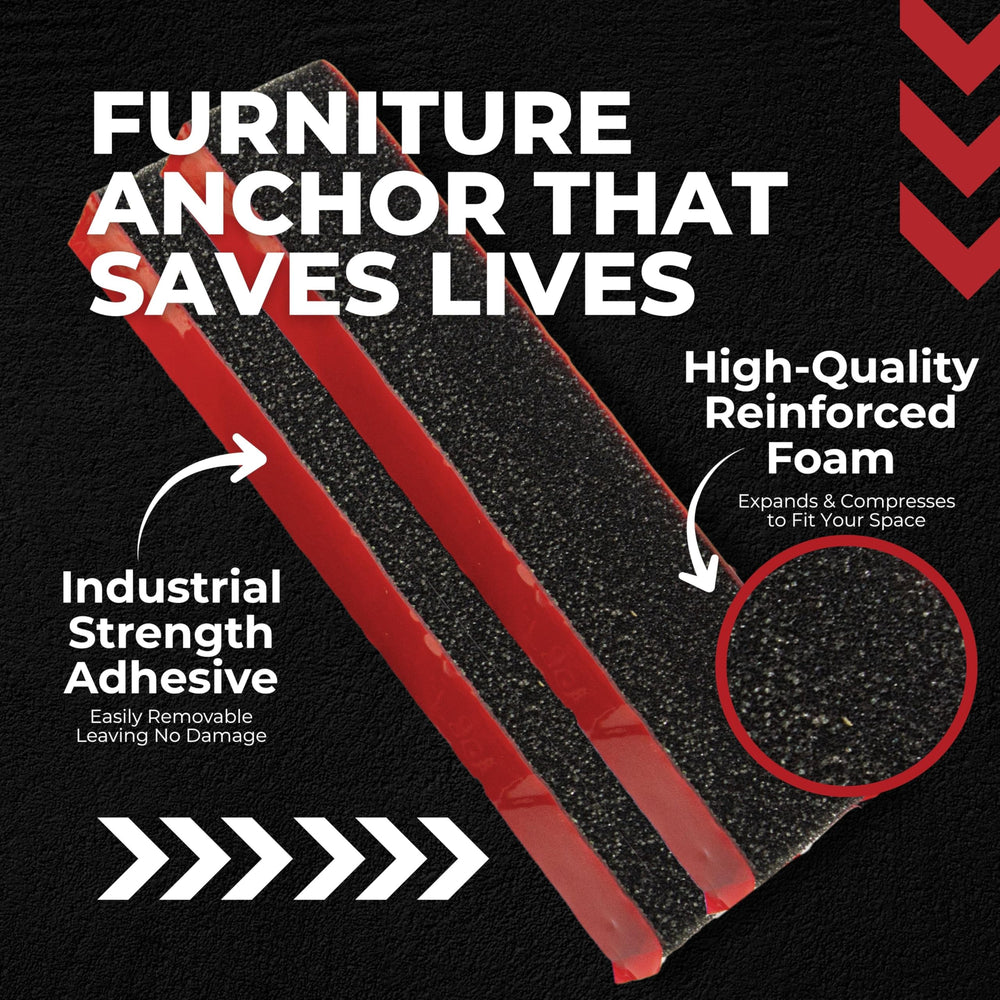 TipNot anti-tip anchors protect TV stands and cabinets from tipping.