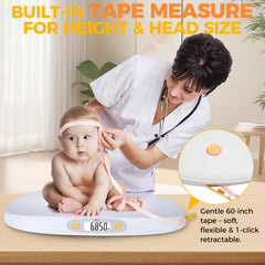 Tipre scale features built-in tape measure for height and length measurements at home.
