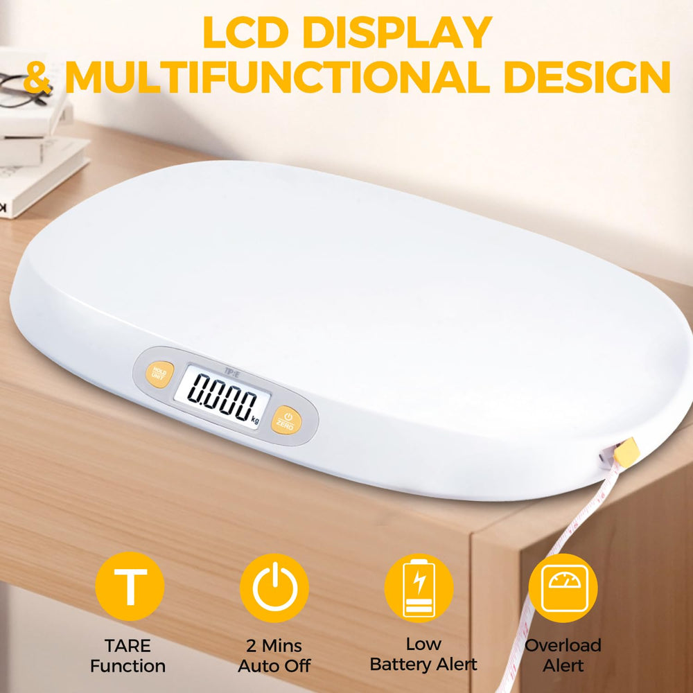 Tipre scale's bright backlit LCD provides clear readings from any angle.