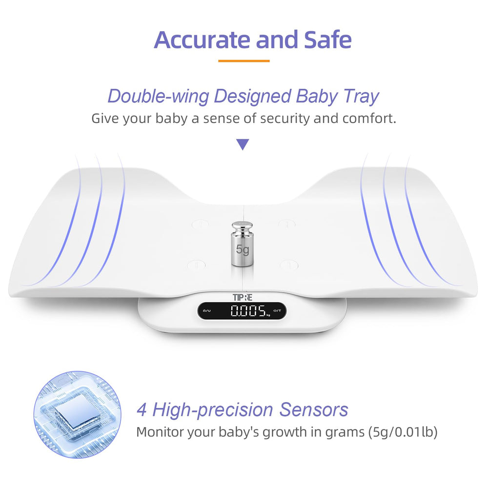 TIPRE tare function lets you measure net weight with blankets or bowls