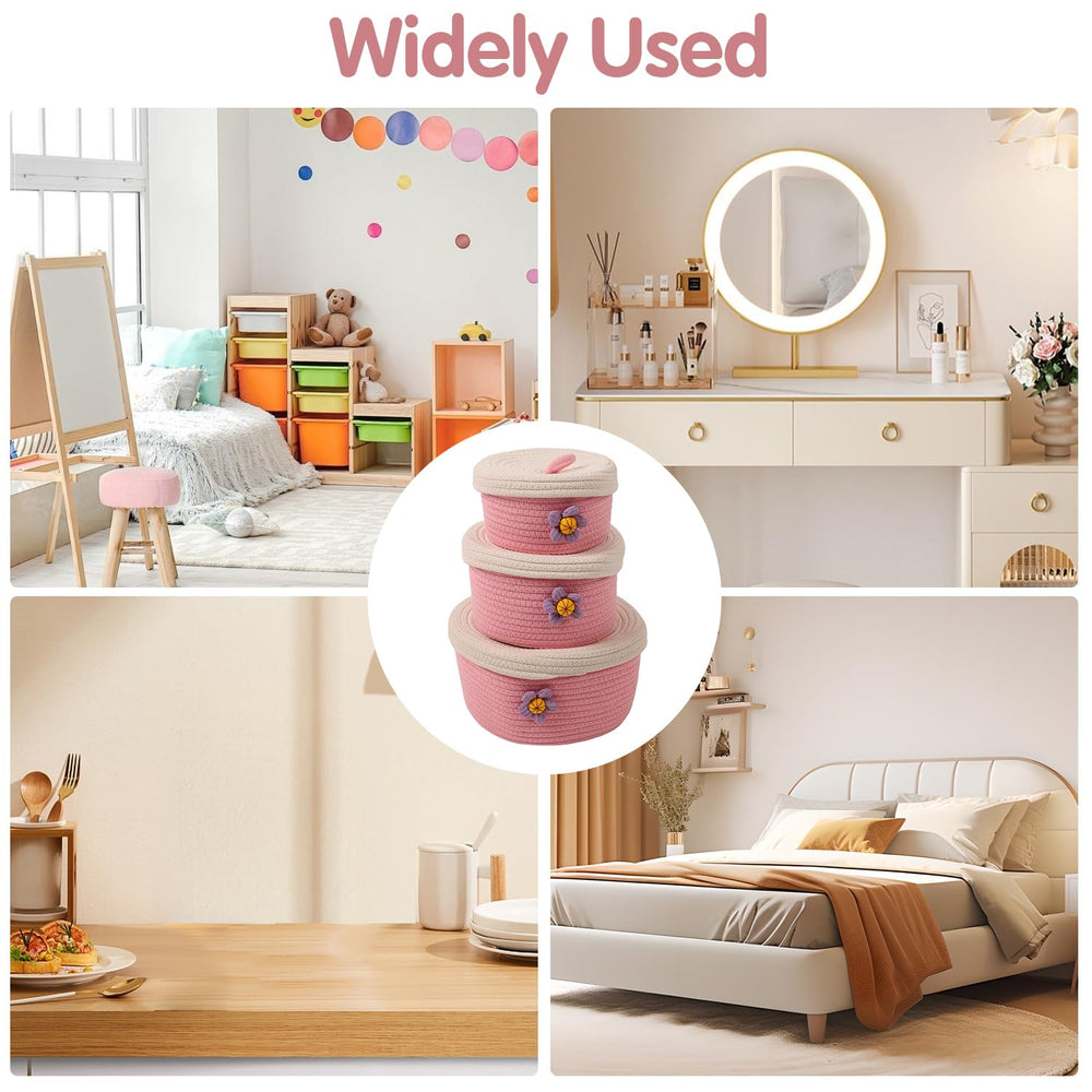 Tissting toy storage basket close-up highlights convenient lid and durable construction.