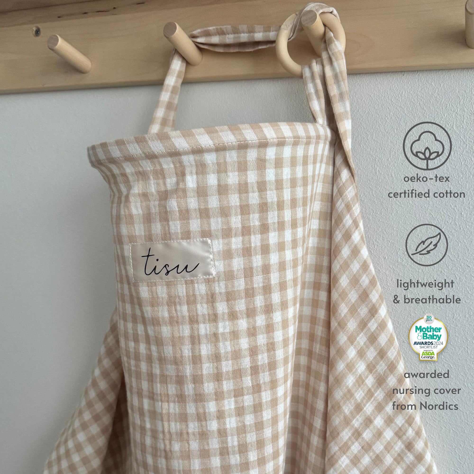 TISU apron-style nursing cover design on the user