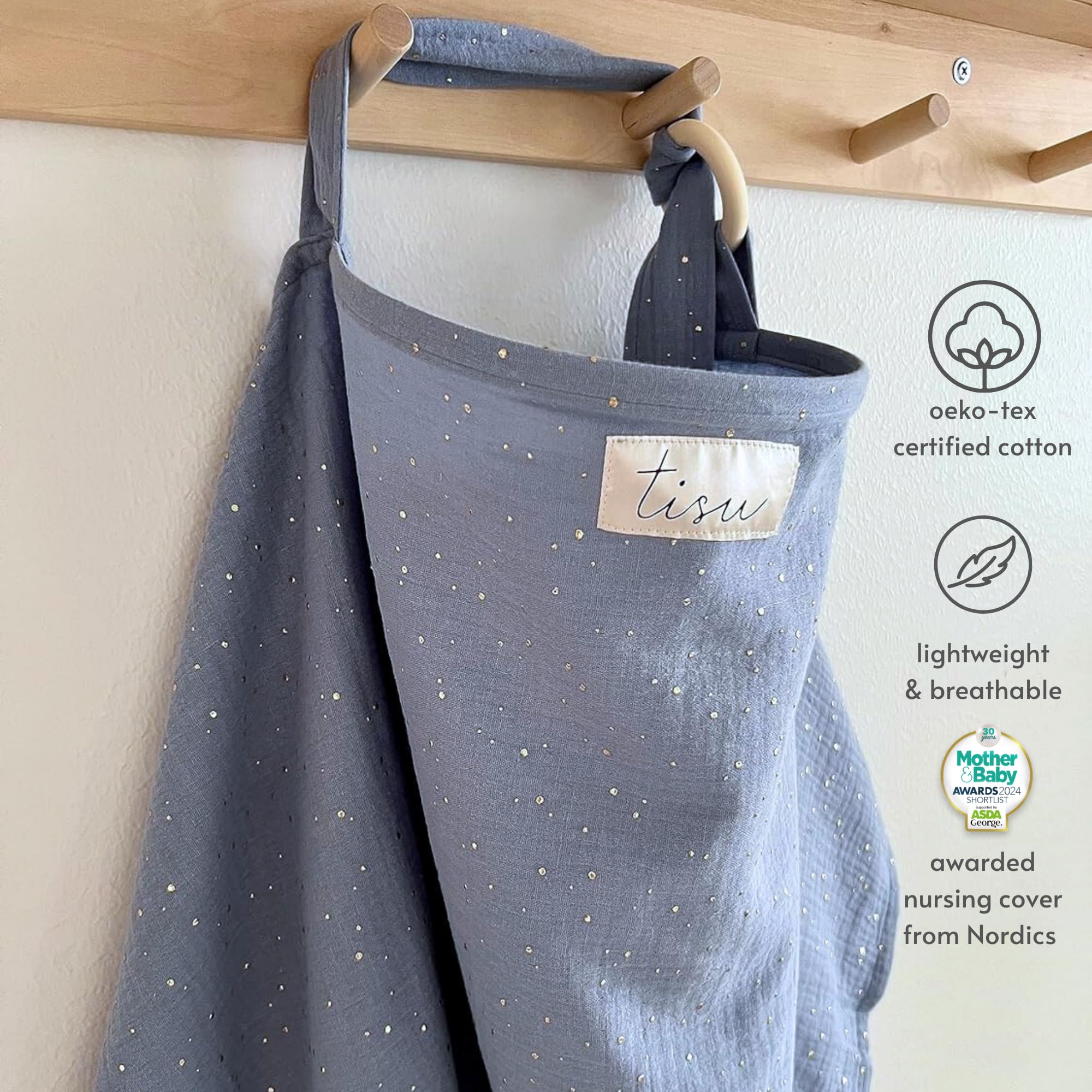 TISU multi-use nursing cover doubles as a stroller shield for sleep and sun protection.