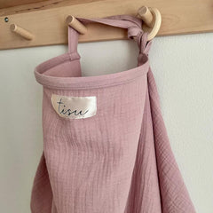 TISU nursing cover in breathable muslin for cooling feeding outdoors.