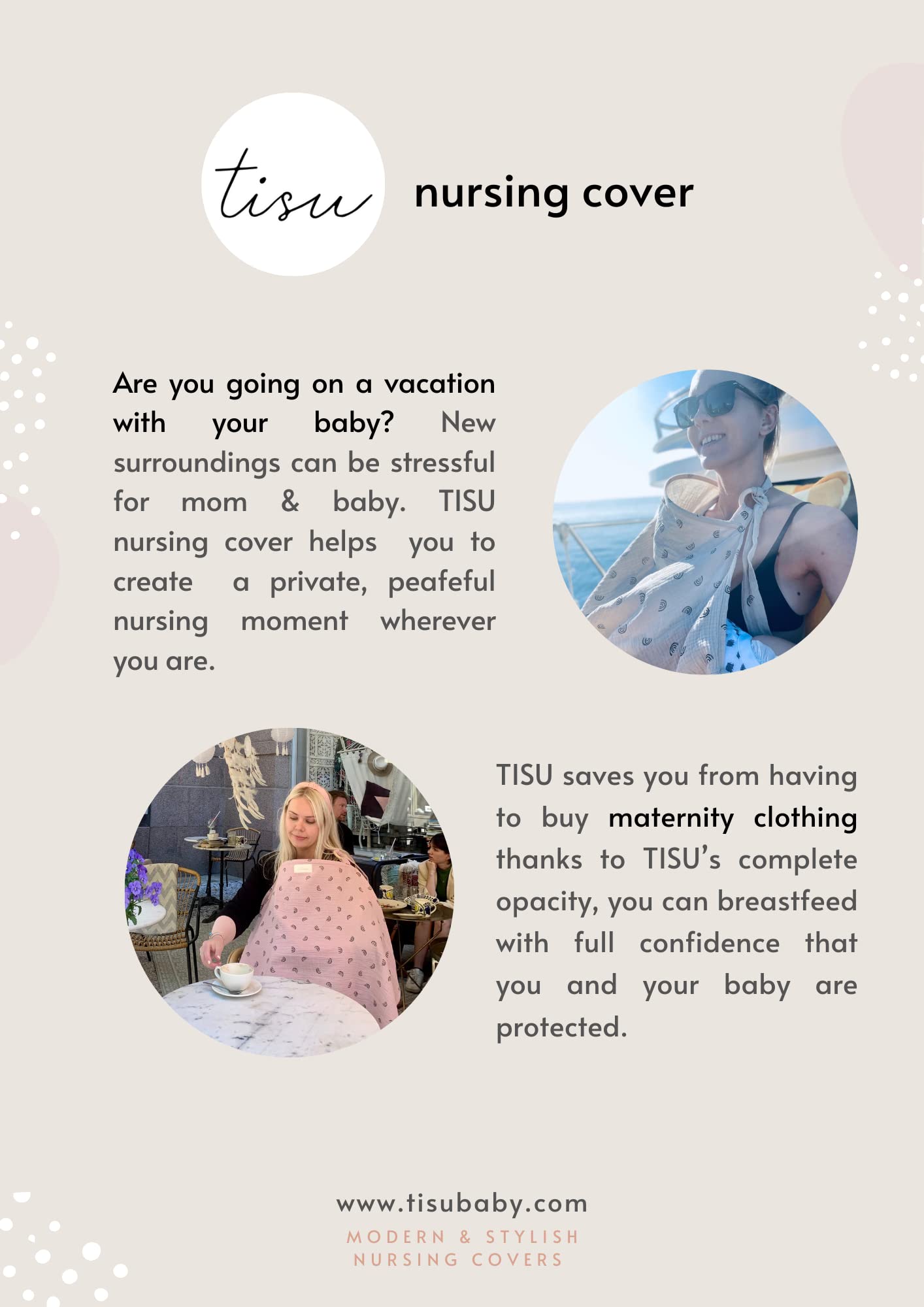 TISU nursing cover 80x105 cm generous size for full coverage