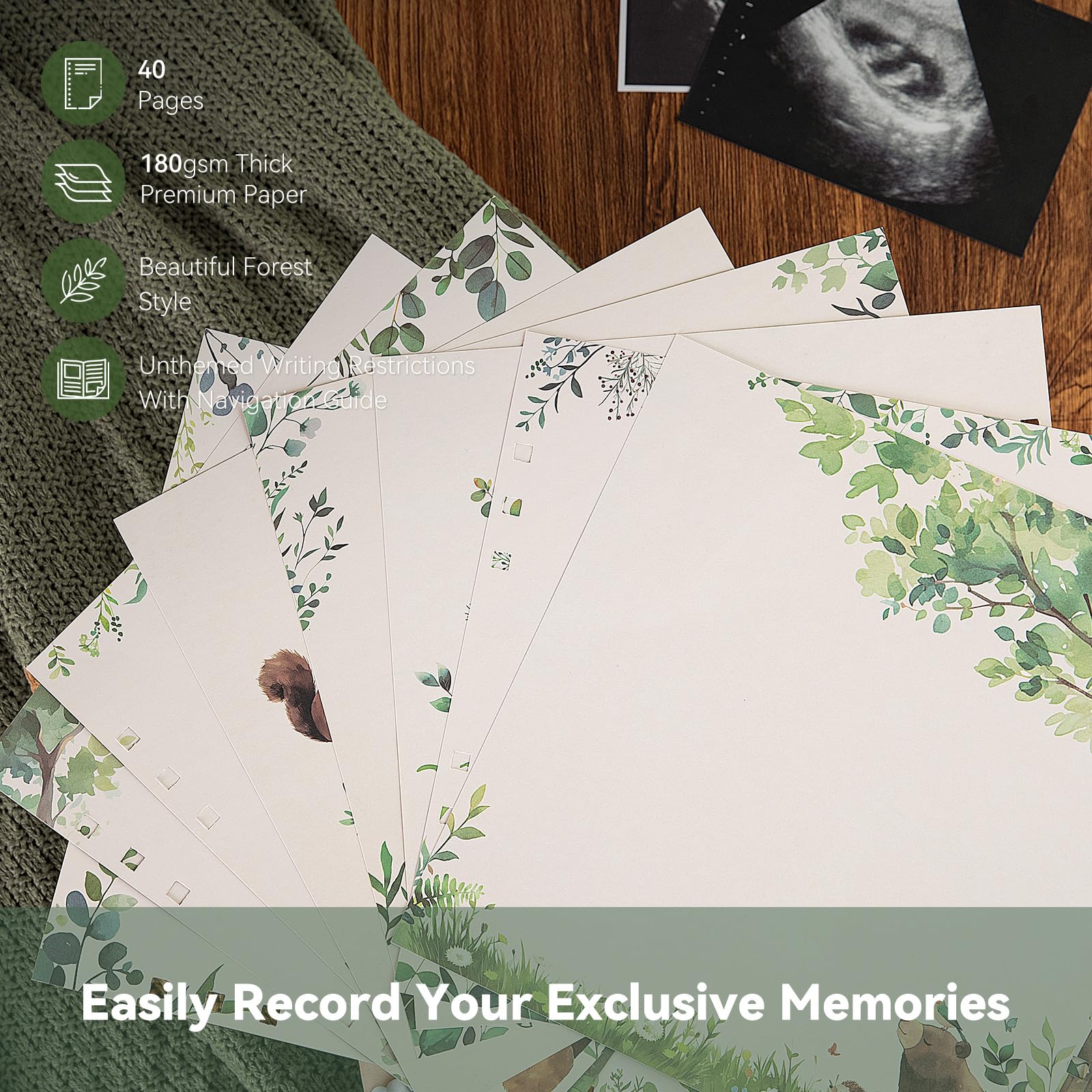 Tivellary memory book with 40 handwritten pages for notes and captions