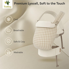 Tivellary ergonomic M-seat supports hip alignment for growing babies.