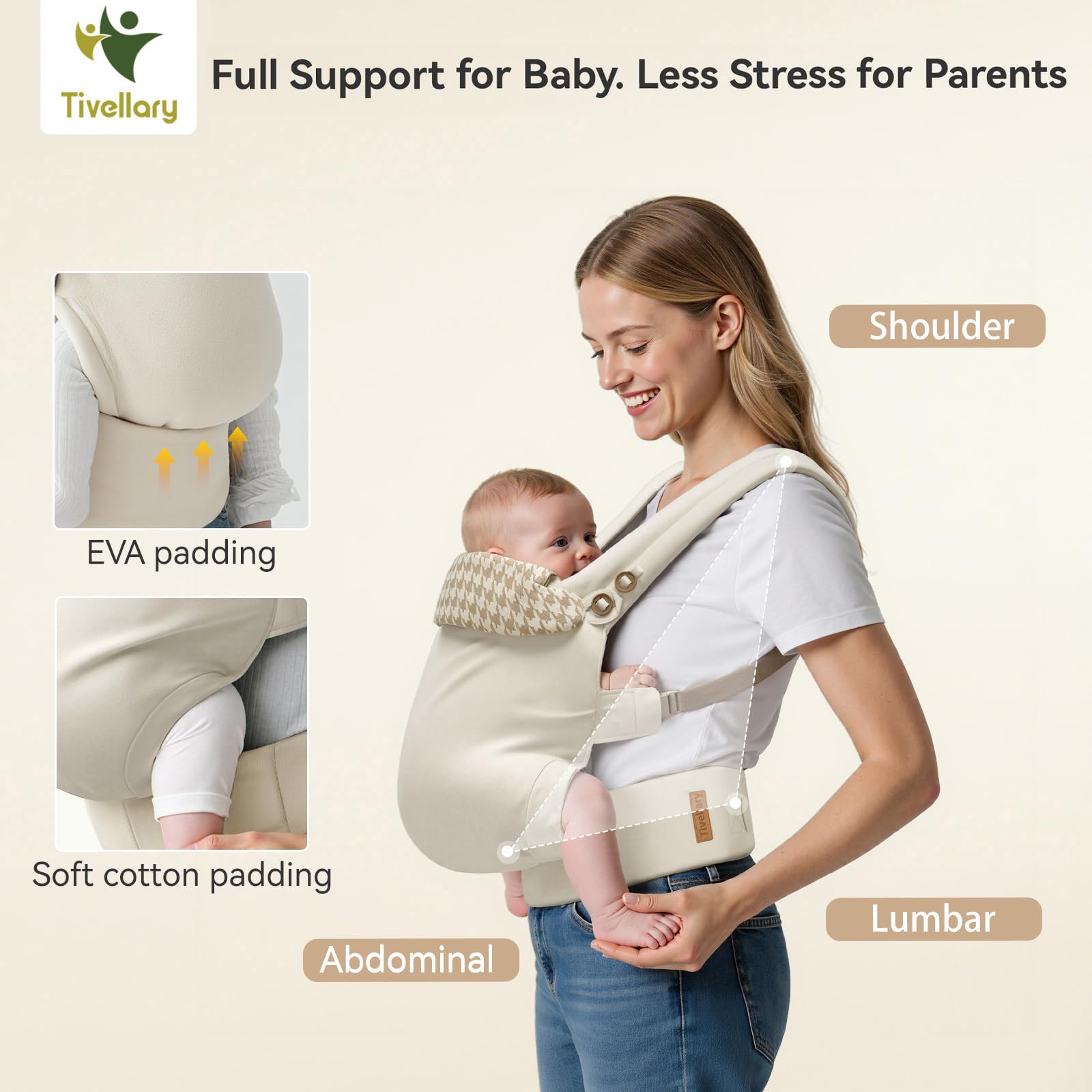 Tivellary lightweight carrier, machine washable on gentle cycle for busy parents.