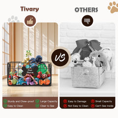 Open Tivray basket filled with toys ready for playtime.