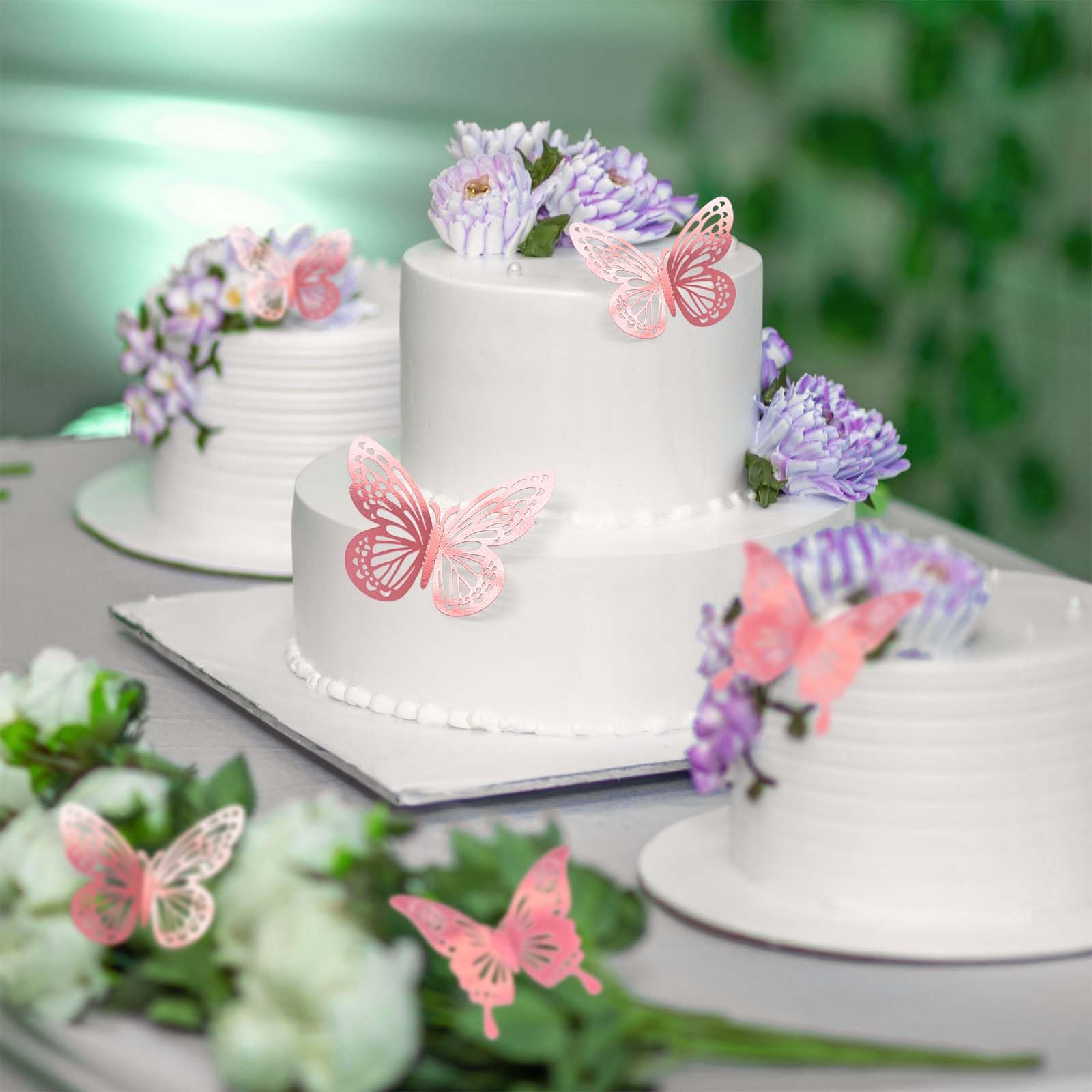Tixiquns laser pink butterfly bouquet garland decor for festive displays.