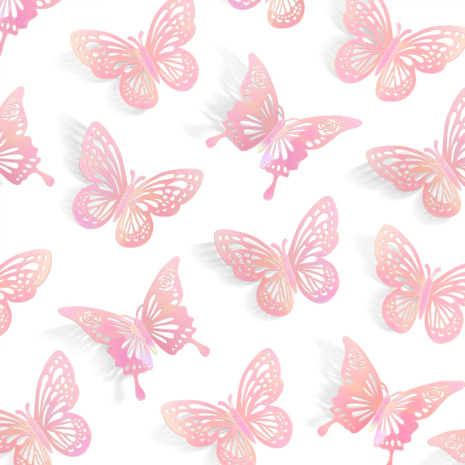 Tixiquns laser pink butterfly style-a large wall sticker for vibrant room decor.