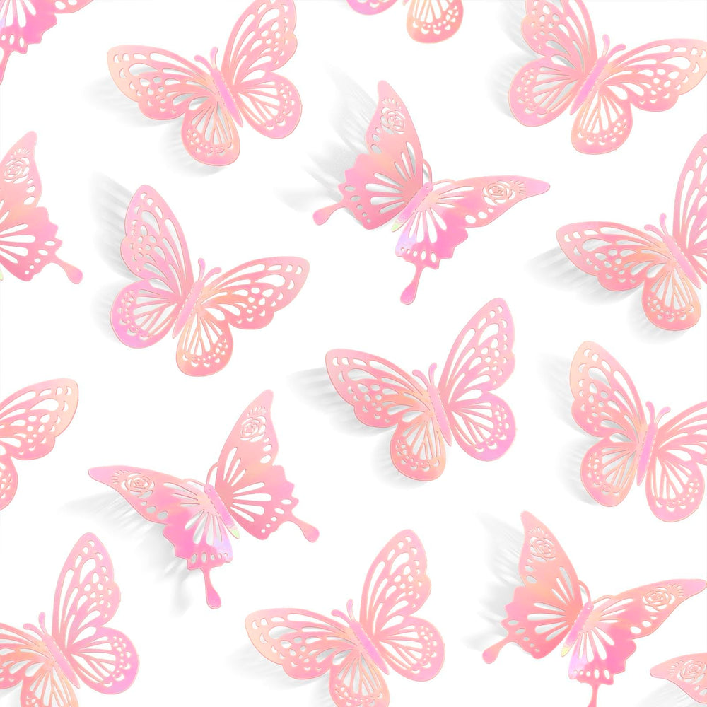 Tixiquns laser pink butterfly style-a large wall sticker for vibrant room decor.