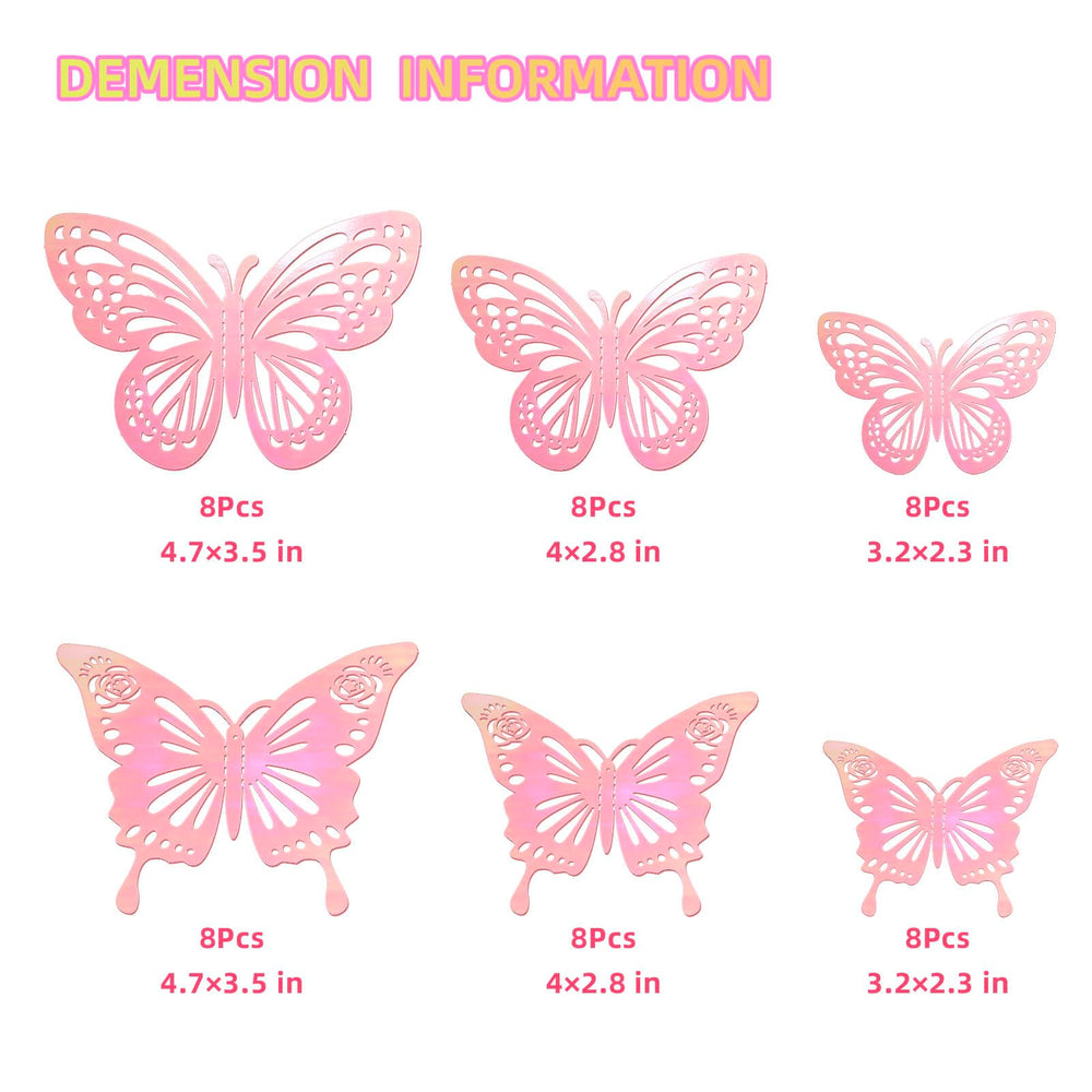 Tixiquns laser pink butterfly style-a medium wall sticker for dimensional flair.