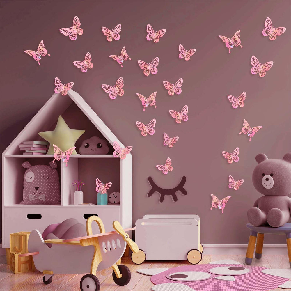 Tixiquns laser pink butterfly style-b large wall sticker for dramatic decor.
