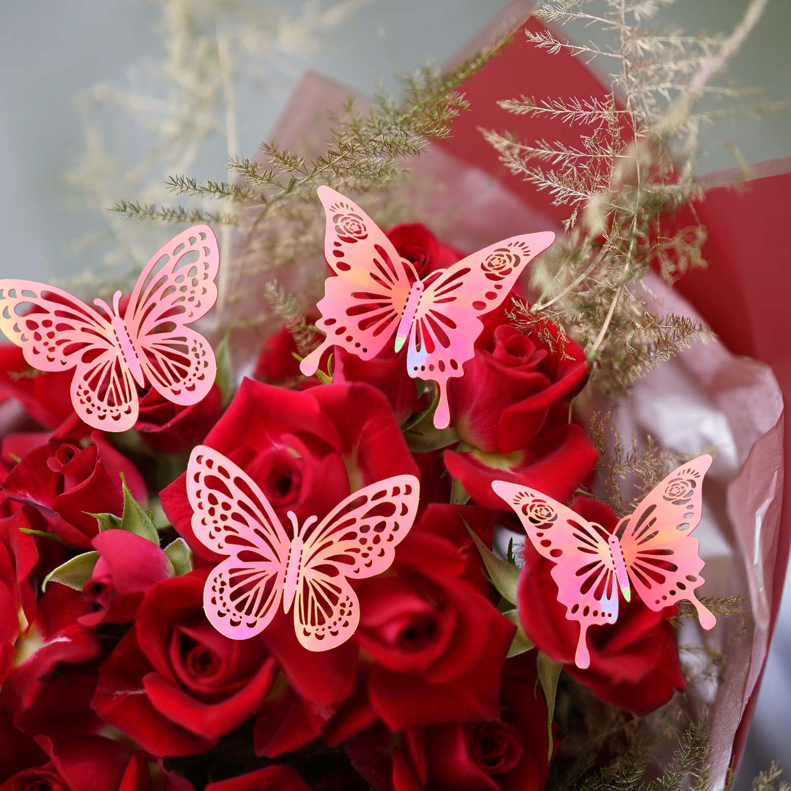 Tixiquns laser pink butterfly style-b medium wall sticker for versatile displays.