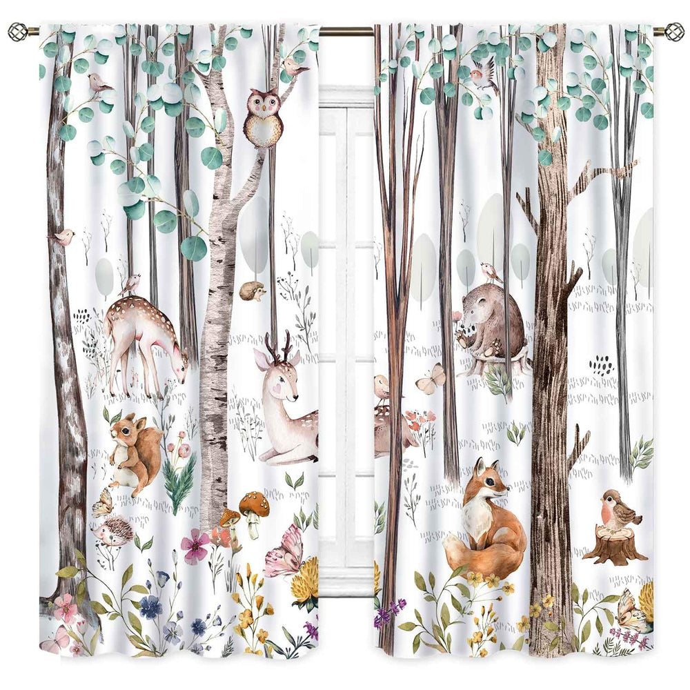 TKUYO woodland curtains with animals design brighten the nursery while reducing sunlight.