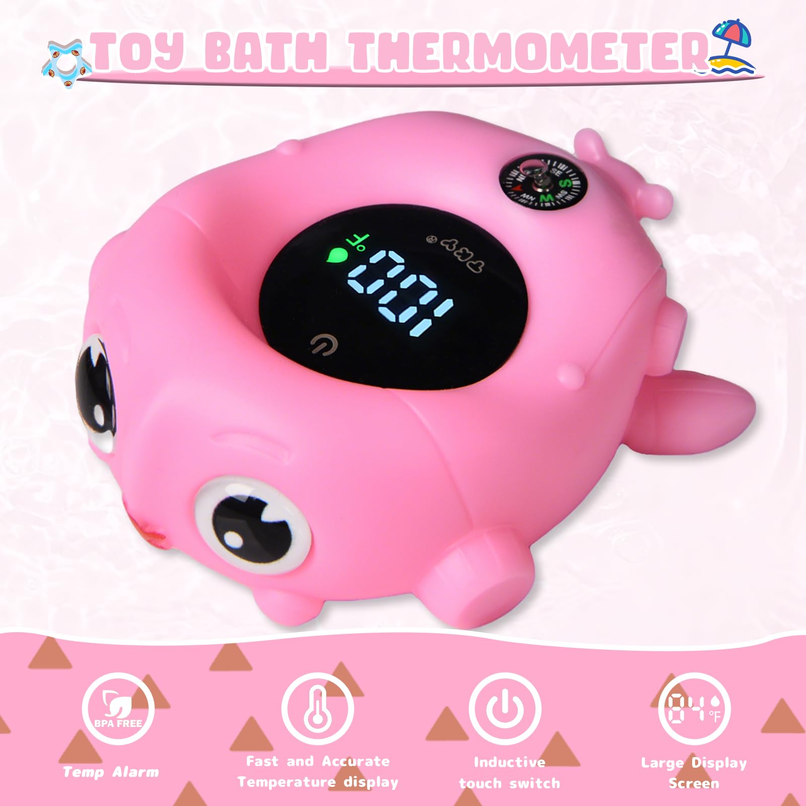 TKY Baby Bath Thermometer with floating toys engages baby while monitoring bath safety.