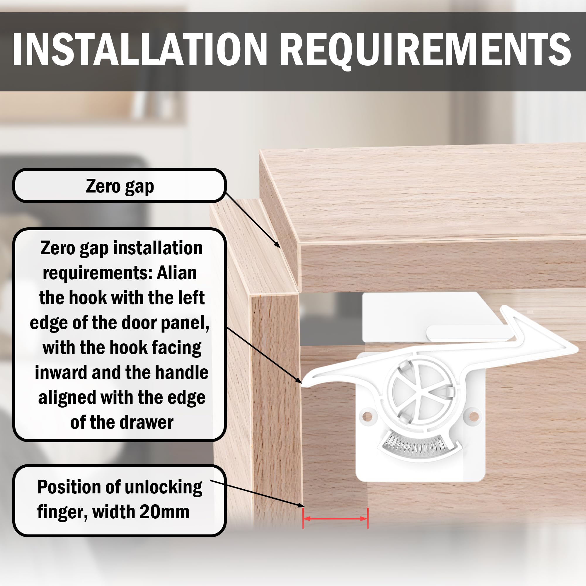 TLAUHANG zero-gap invisible locks prevent drawer contents access without visible hardware.
