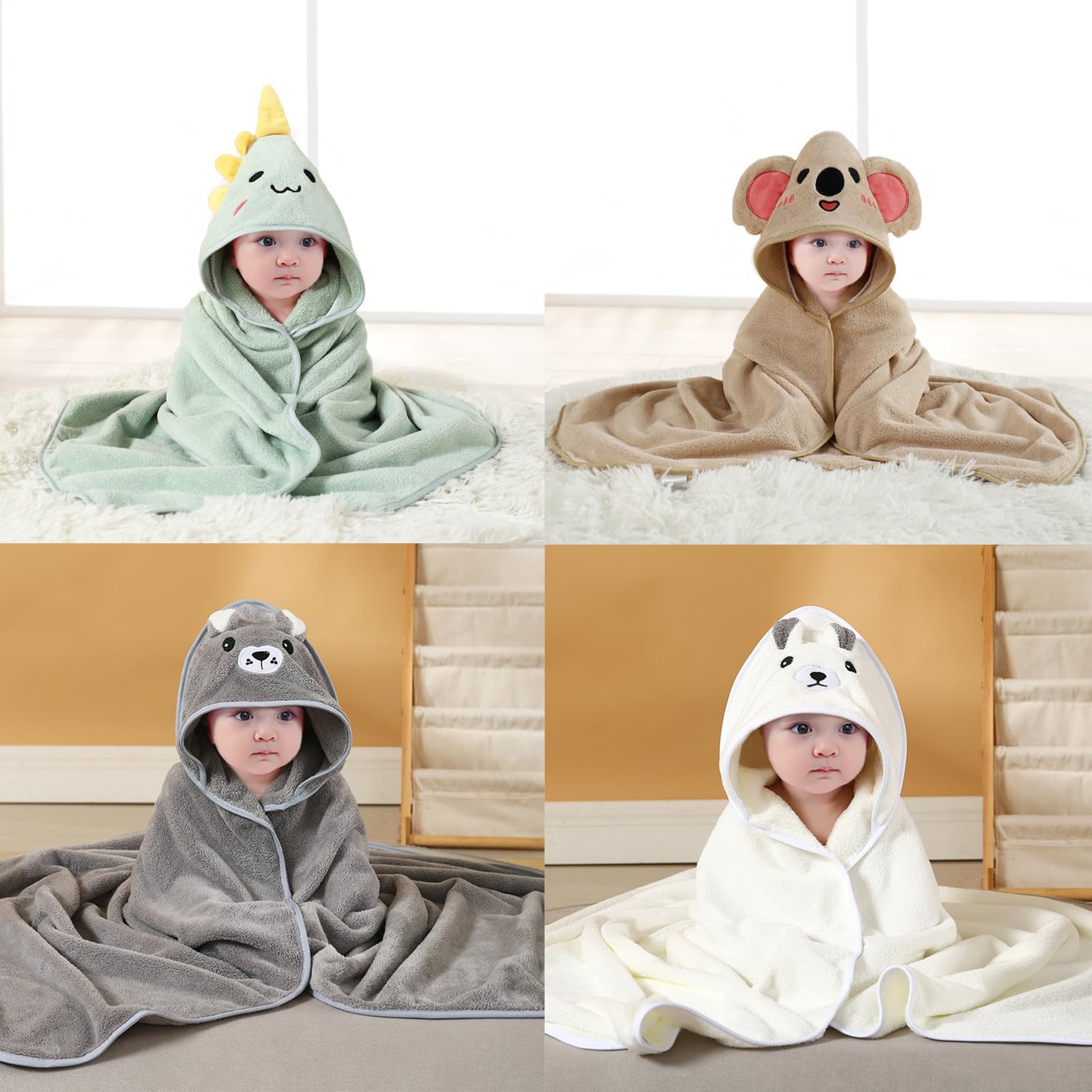 TMIELYBS hooded towel with bunny hood, playful design for cheerful post-bath drying