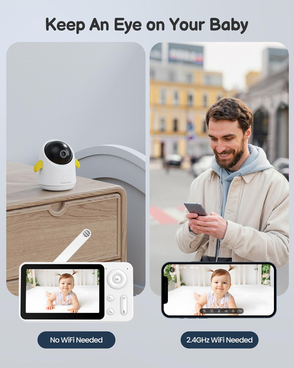 TOAIOHO monitor detects motion and sound for timely alerts.