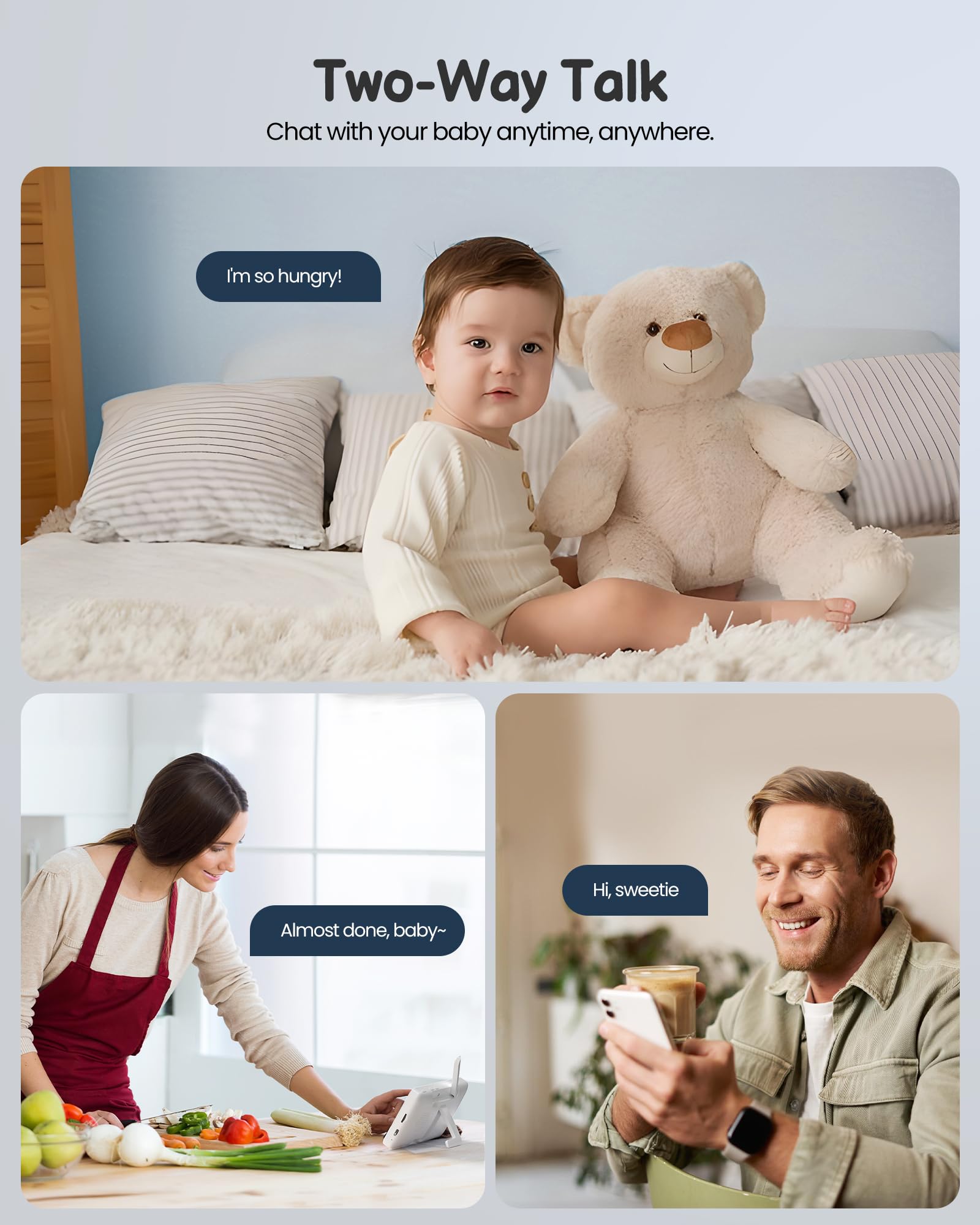 TOAIOHO two-way talk and lullabies soothe baby remotely.