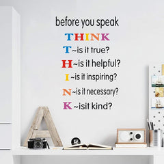 TOARTi before you speak think wall decal for classroom motivation and focus