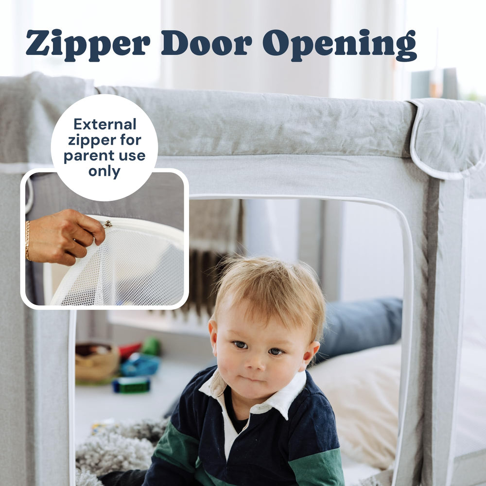 Todale Baby Play Yard—tear-resistant Oxford fabric withstands active toddlers.