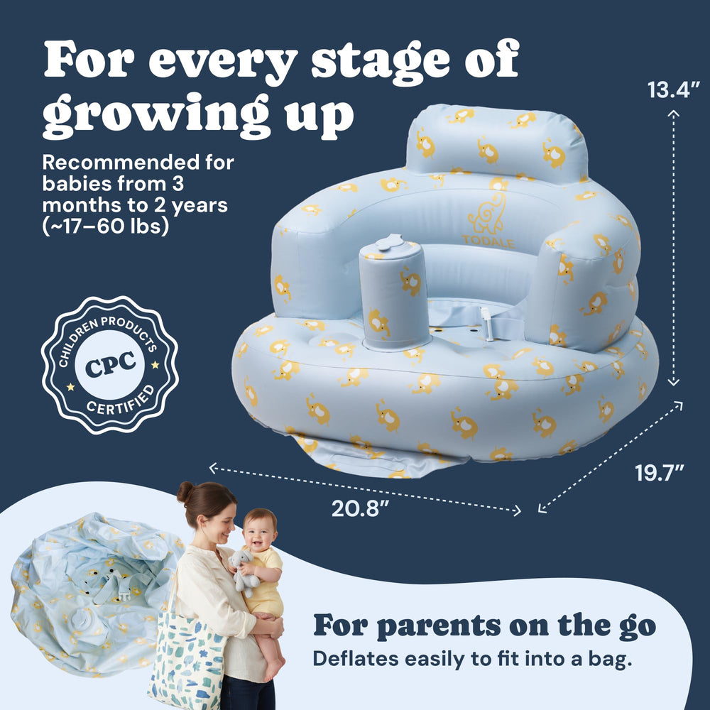 Todale head support cushions tiny necks during seated moments.