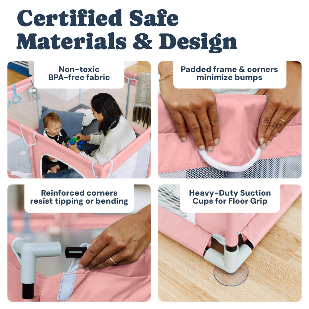Todale playpen full-view design helps parents stay connected.