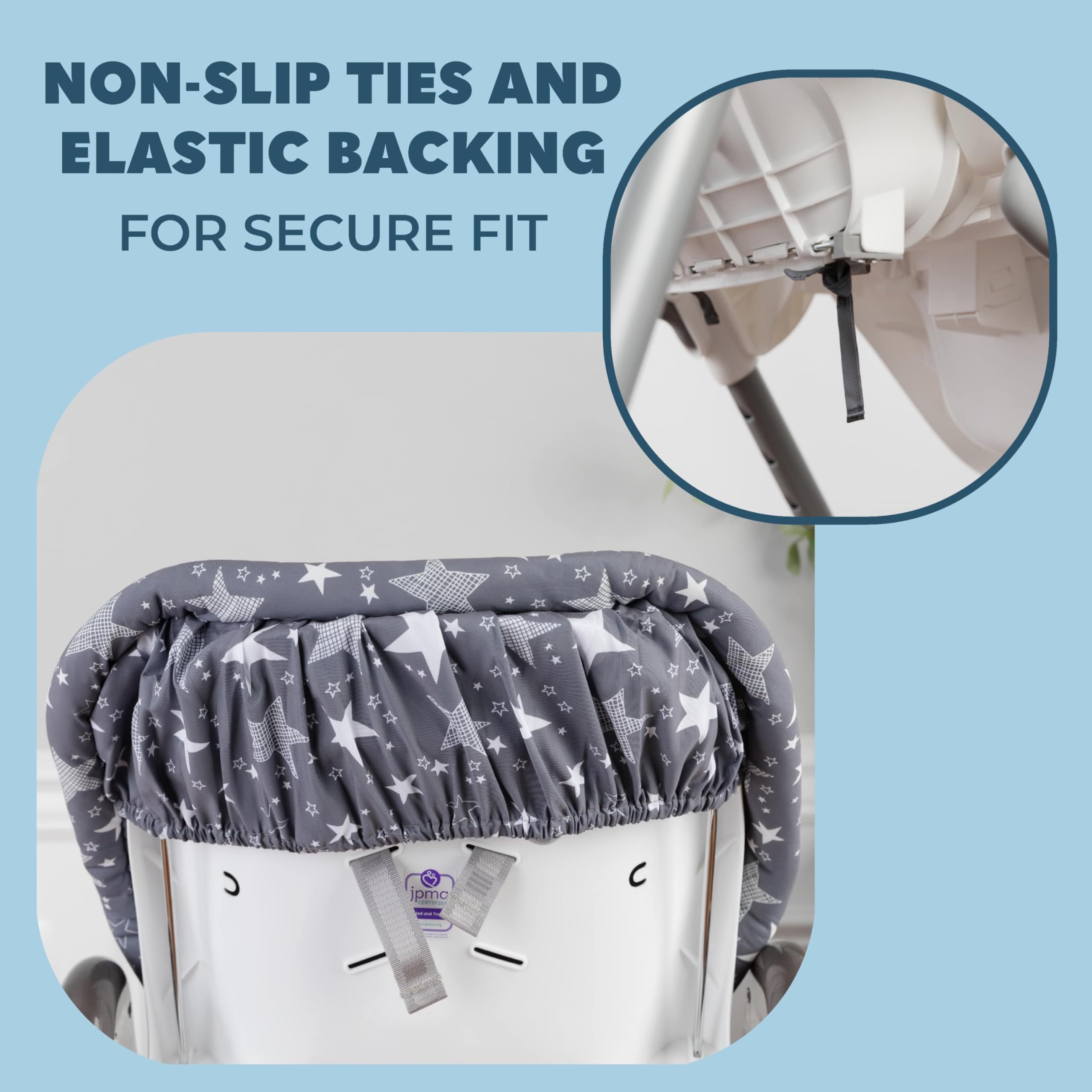 Todays Kids high chair pad secure fit with elastic backing and side ties