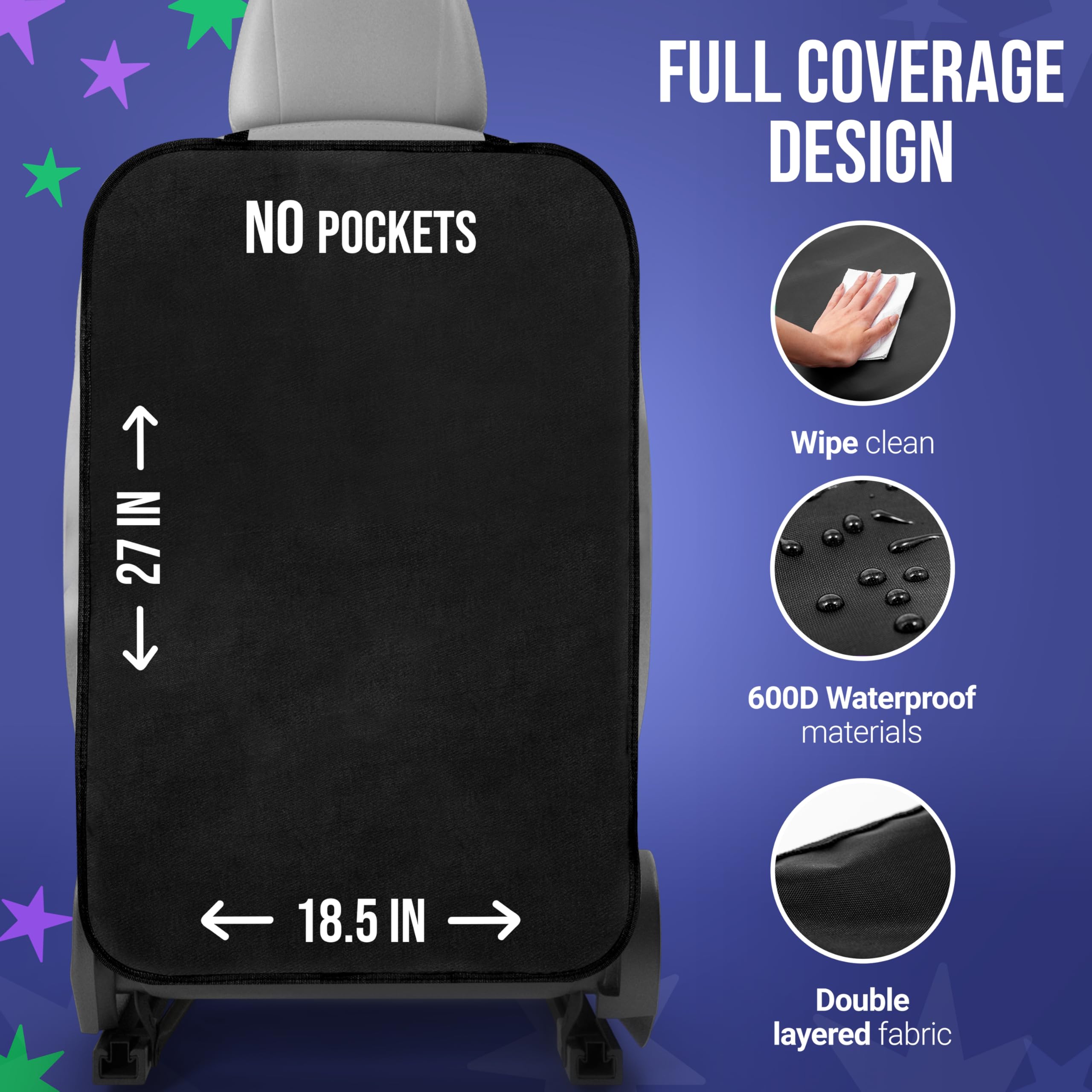 Todays Kids kick mats backseat organizer side setup showing adjustable straps.