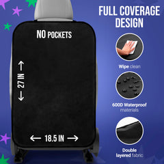 Todays Kids kick mats backseat organizer side setup showing adjustable straps.