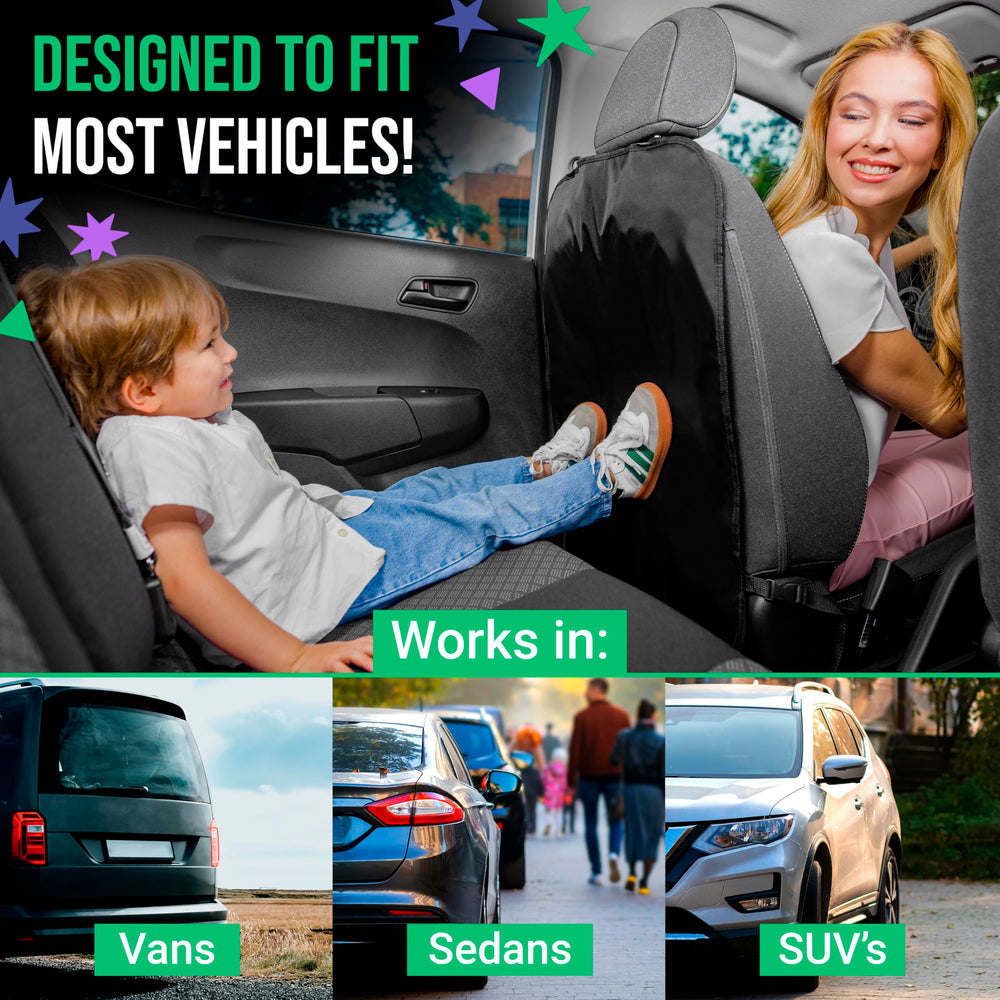 Todays Kids backseat protector close-up highlights durable polyester material.