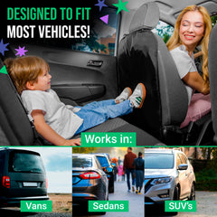 Todays Kids backseat protector close-up highlights durable polyester material.
