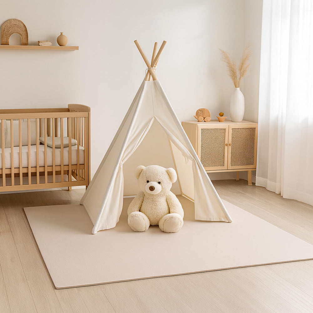 Toddlekind blush surface creates a cozy, stylish play space.